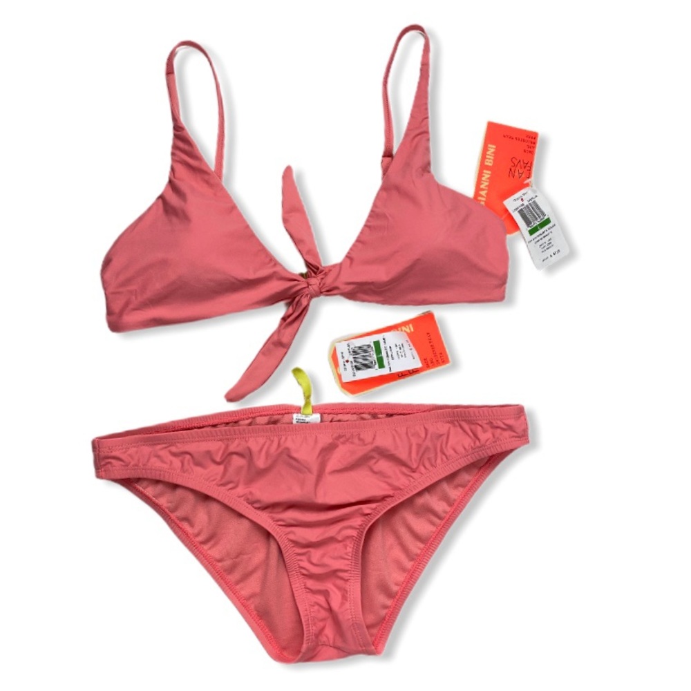 Gianni Bini pink knot tie padded bralette bikini L